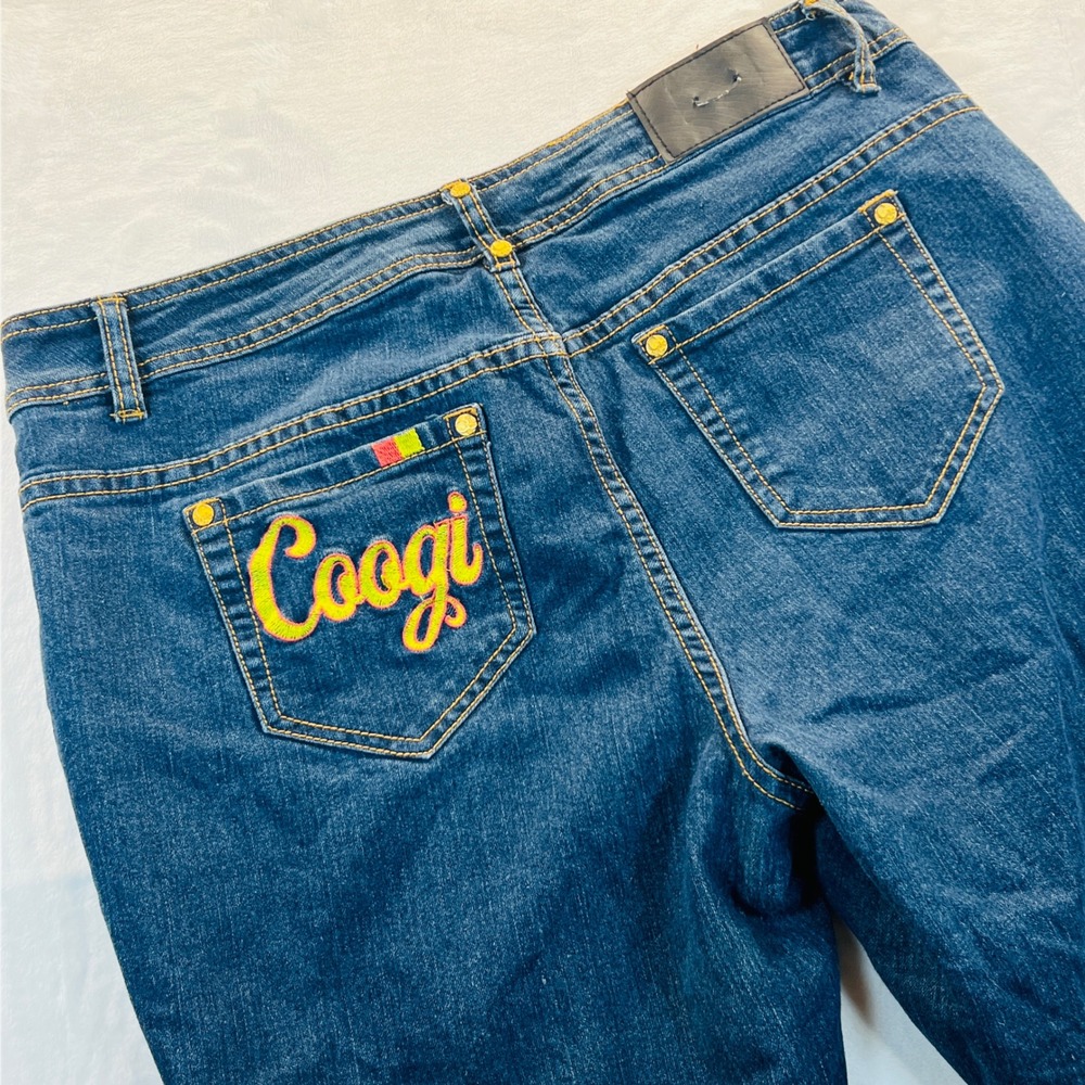 Coogi Womens Embroidered Logo Denim Capri Jeans Dark Wash Blue Size 16W